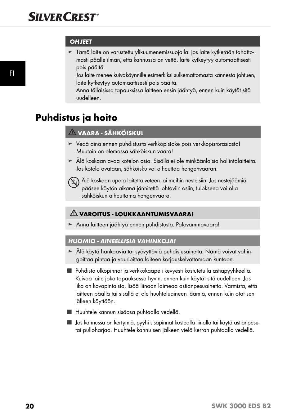 Puhdistus ja hoito | Silvercrest SWK 3000 EDS B2 User Manual | Page 23 / 76