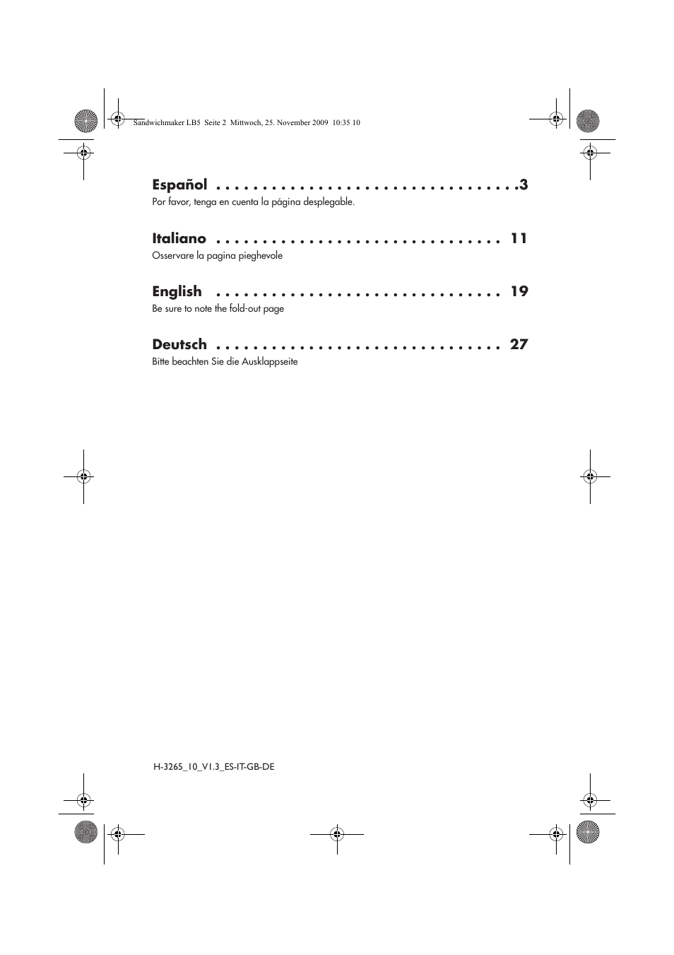 Español, Italiano, English | Deutsch | Silvercrest H-3265 User Manual | Page 3 / 38
