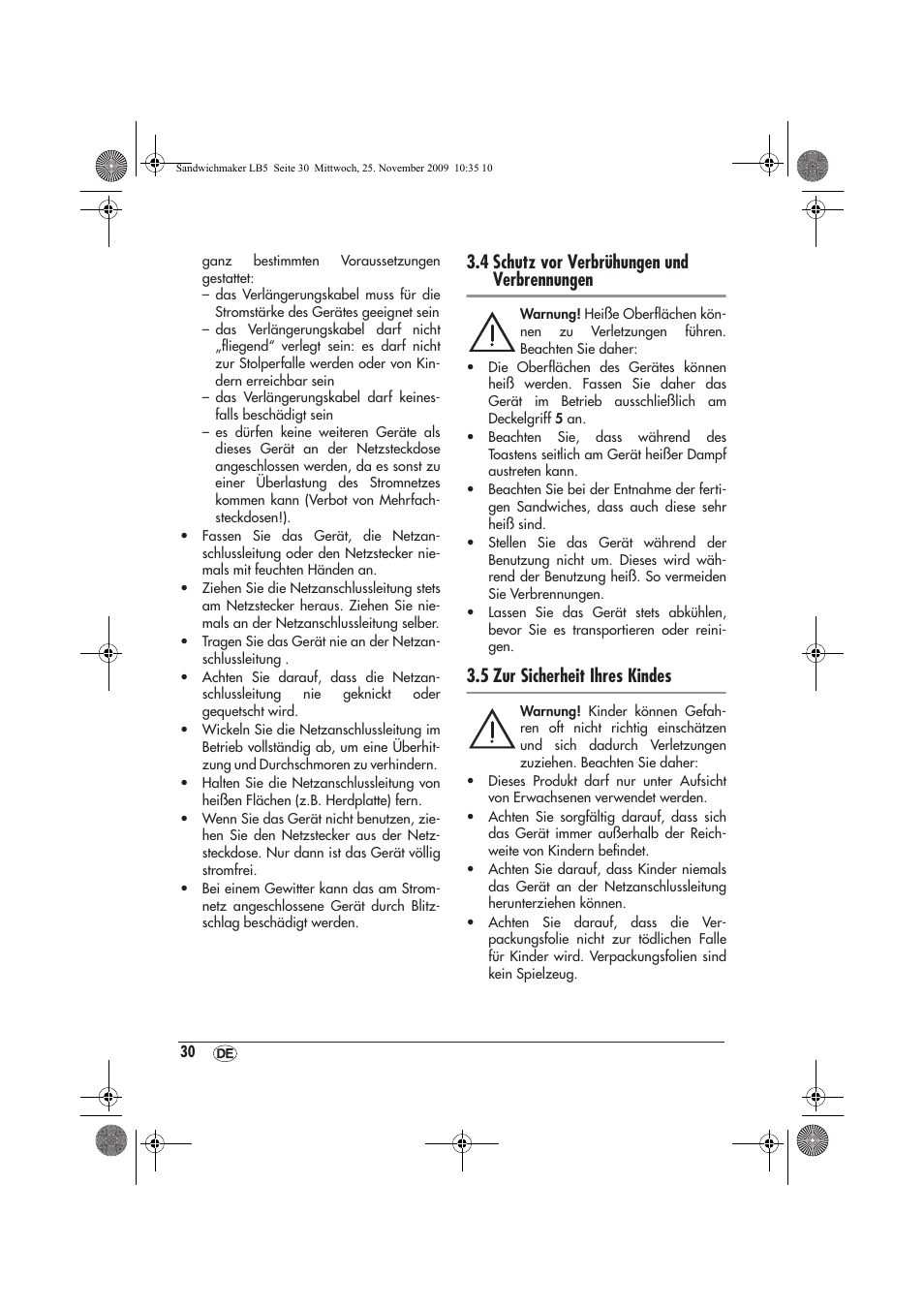 4 schutz vor verbrühungen und verbrennungen, 5 zur sicherheit ihres kindes | Silvercrest H-3265 User Manual | Page 32 / 38