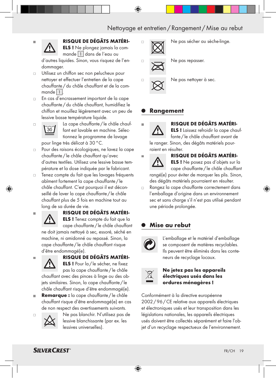 Nettoyage et entretien / rangement / mise au rebut, Rangement, Mise au rebut | Silvercrest SWC 100 A1 User Manual | Page 18 / 44