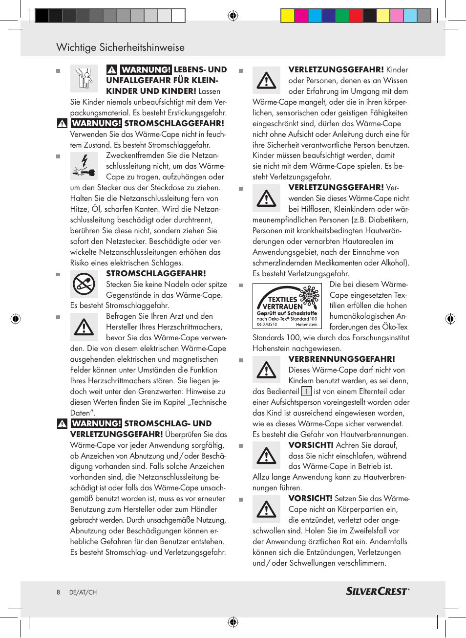 Wichtige sicherheitshinweise | Silvercrest SWC 100 A1 User Manual | Page 7 / 44
