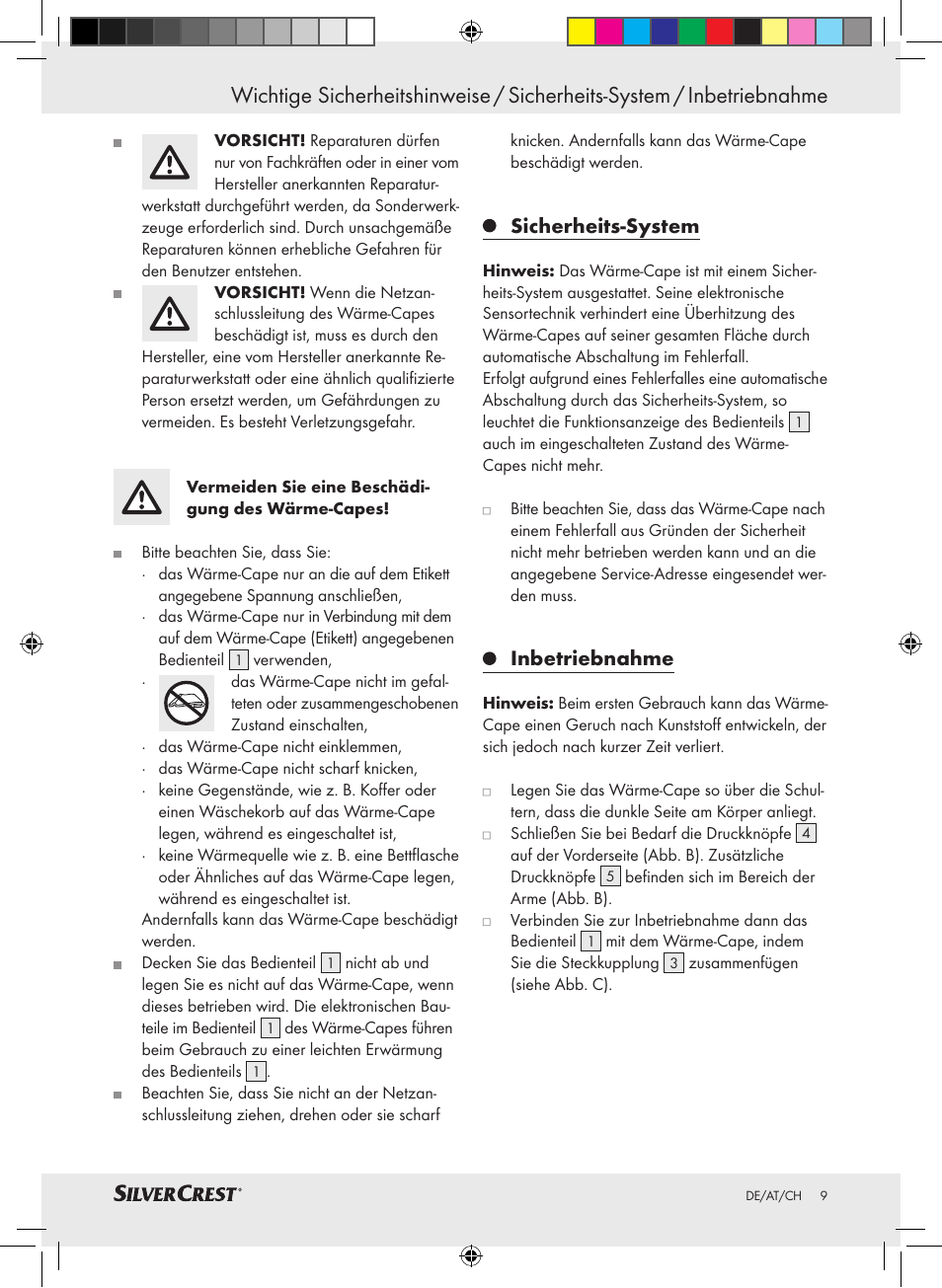 Sicherheits-system, Inbetriebnahme | Silvercrest SWC 100 A1 User Manual | Page 8 / 44