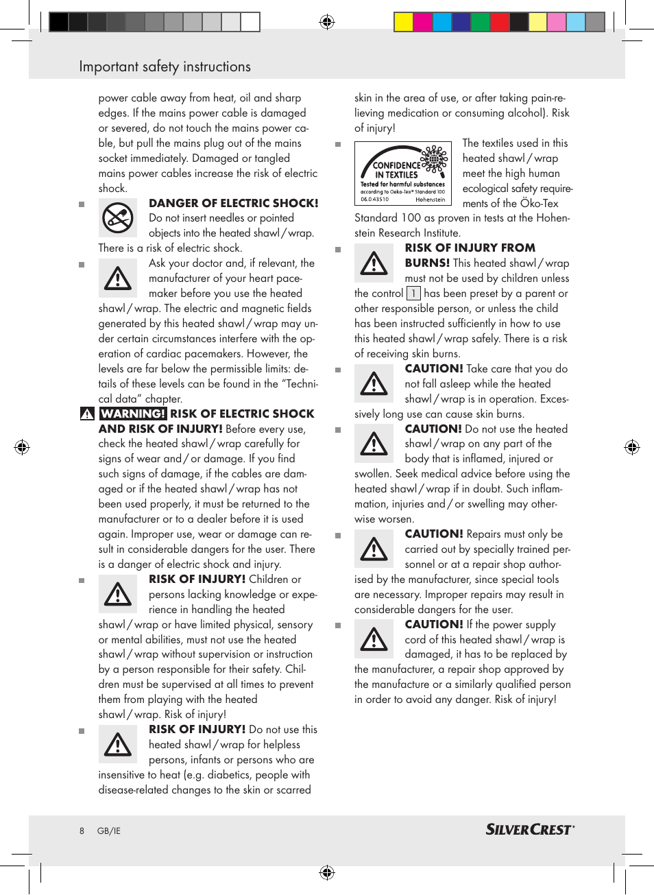 Important safety instructions | Silvercrest SWC 100 A1 User Manual | Page 7 / 12