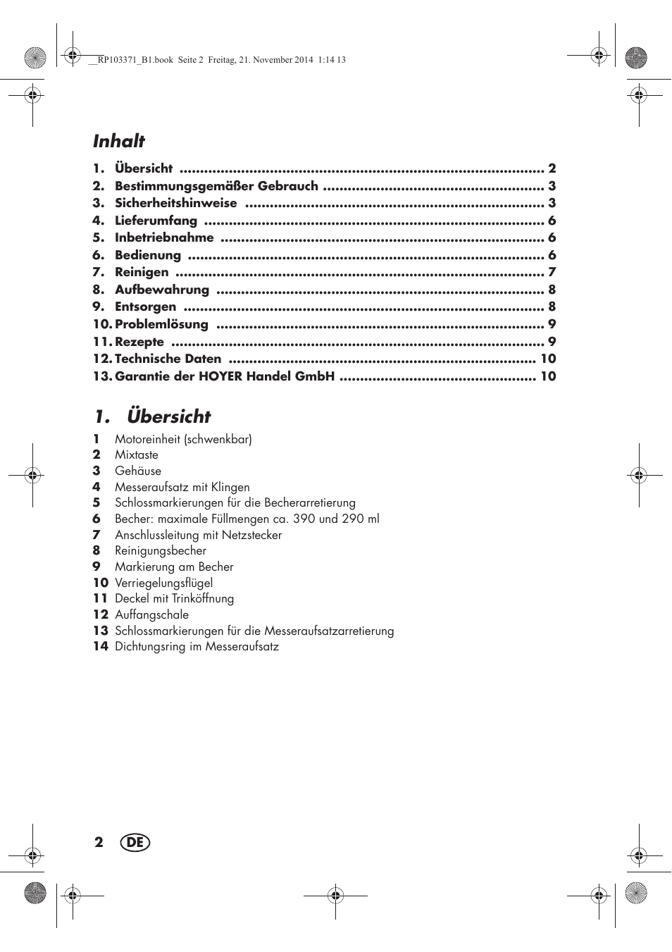 Inhalt, Übersicht | Silvercrest SSM 175 B2 User Manual | Page 4 / 46