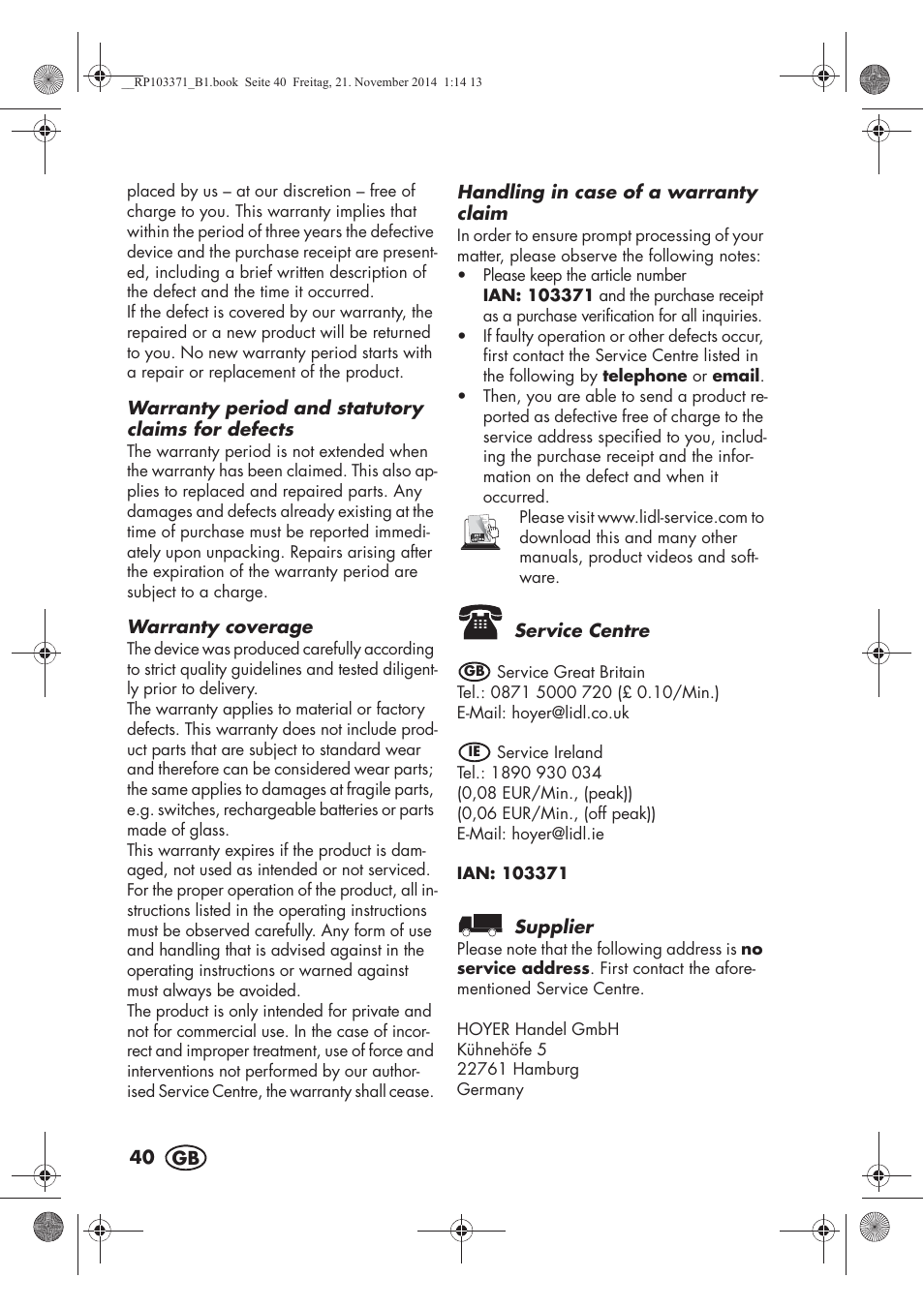 Silvercrest SSM 175 B2 User Manual | Page 42 / 46