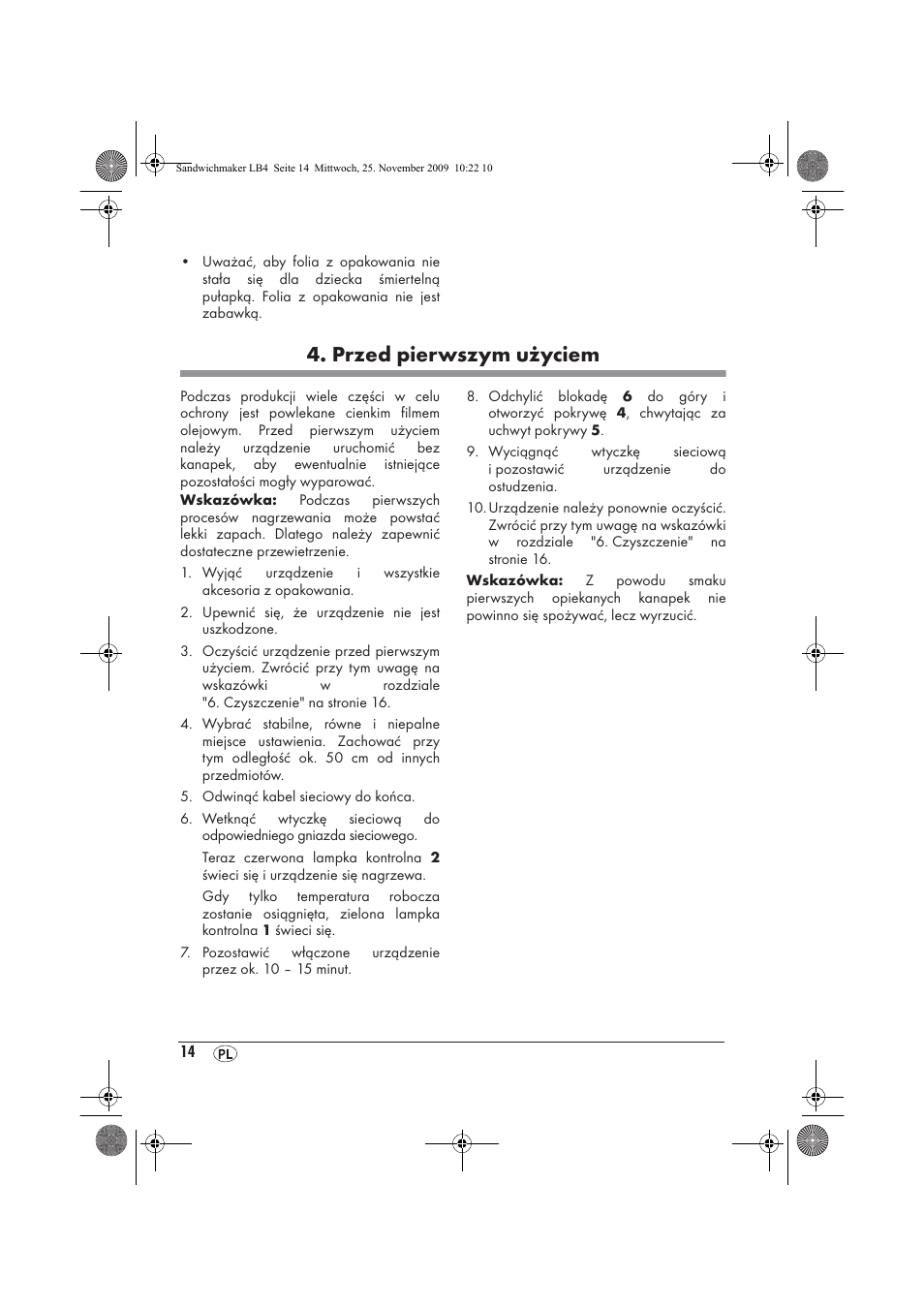 Przed pierwszym użyciem | Silvercrest H-3265 User Manual | Page 16 / 70