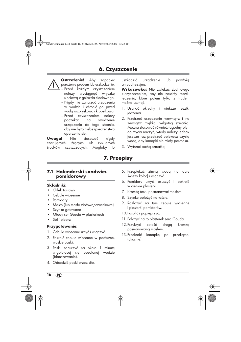 Czyszczenie, Przepisy | Silvercrest H-3265 User Manual | Page 18 / 70