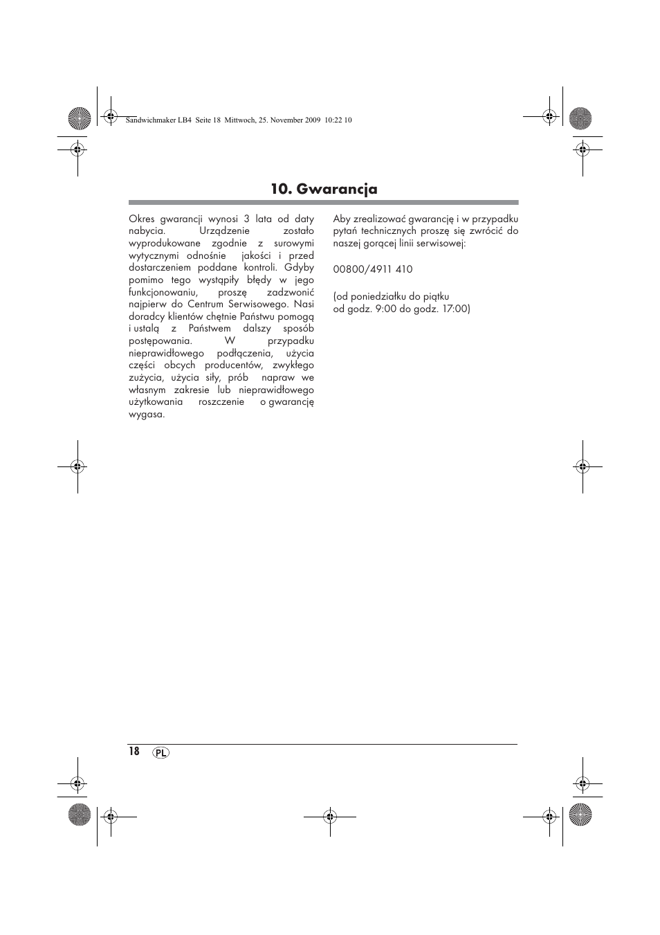 Gwarancja | Silvercrest H-3265 User Manual | Page 20 / 70