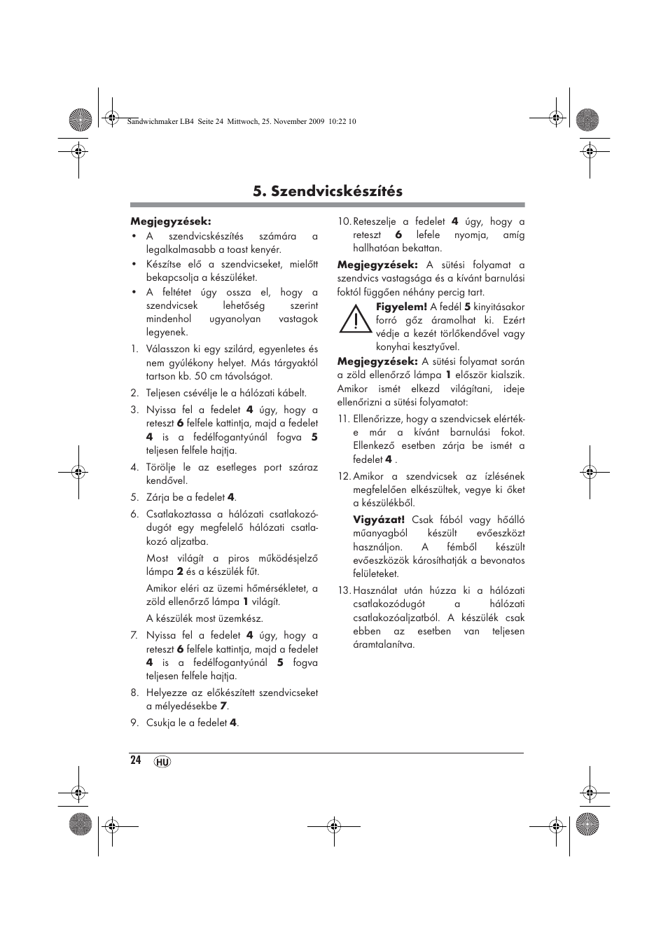 Szendvicskészítés | Silvercrest H-3265 User Manual | Page 26 / 70