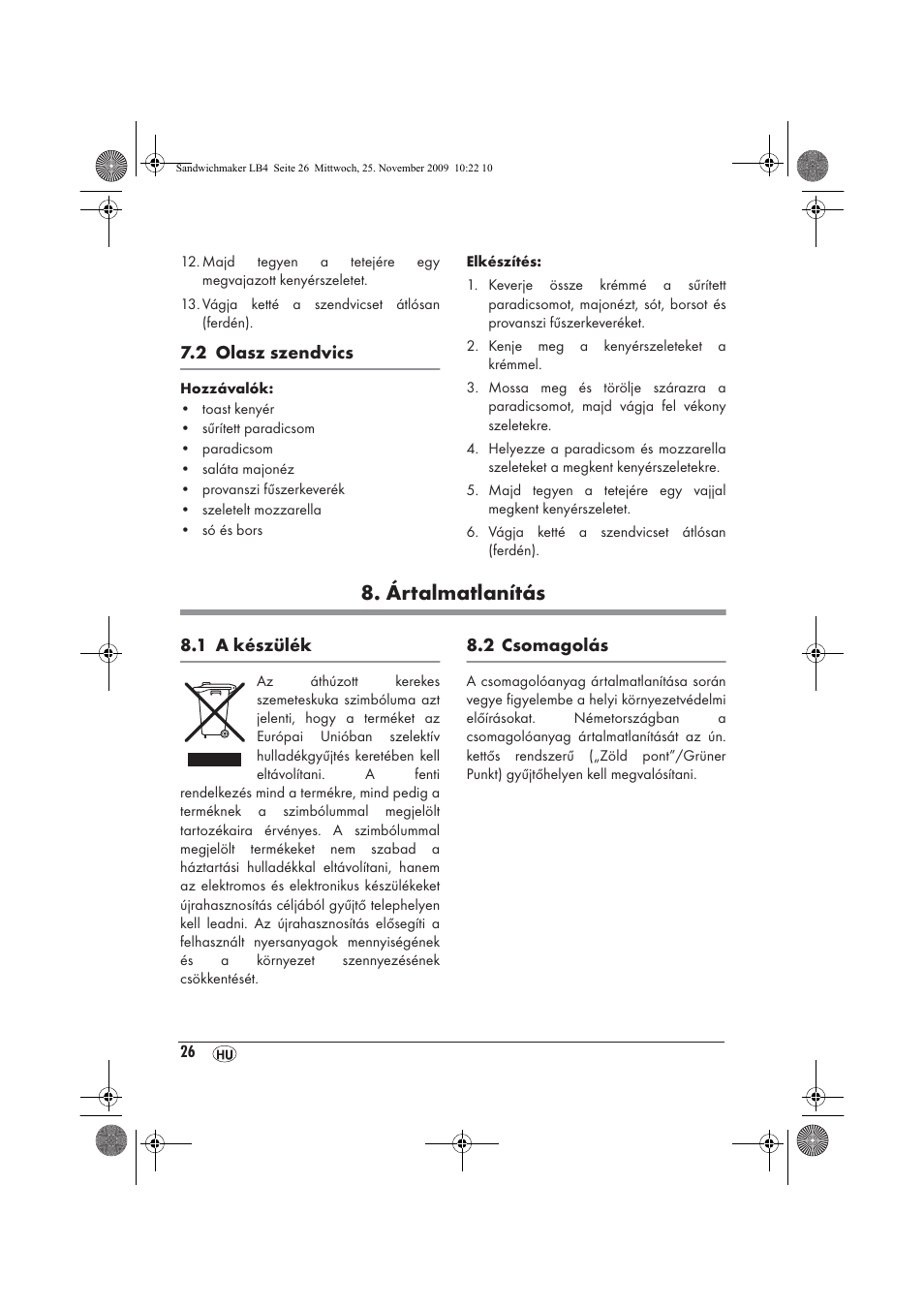 Ártalmatlanítás | Silvercrest H-3265 User Manual | Page 28 / 70