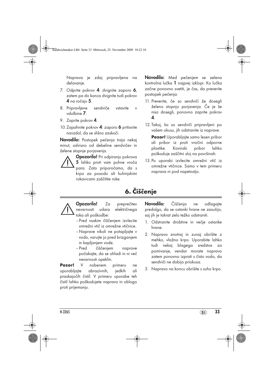Čiščenje | Silvercrest H-3265 User Manual | Page 35 / 70