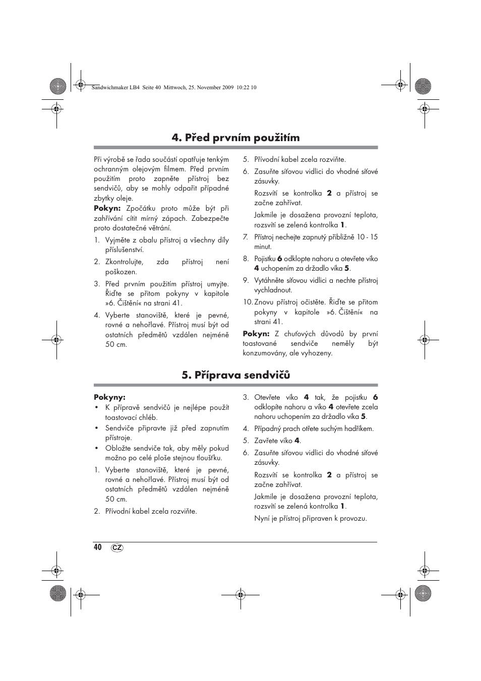 Před prvním použitím, Příprava sendvičů | Silvercrest H-3265 User Manual | Page 42 / 70