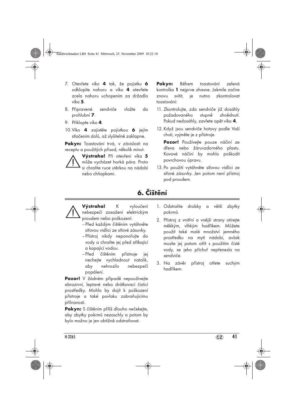Čištění | Silvercrest H-3265 User Manual | Page 43 / 70