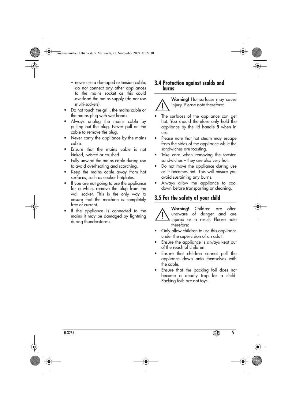 4 protection against scalds and burns, 5 for the safety of your child | Silvercrest H-3265 User Manual | Page 7 / 70