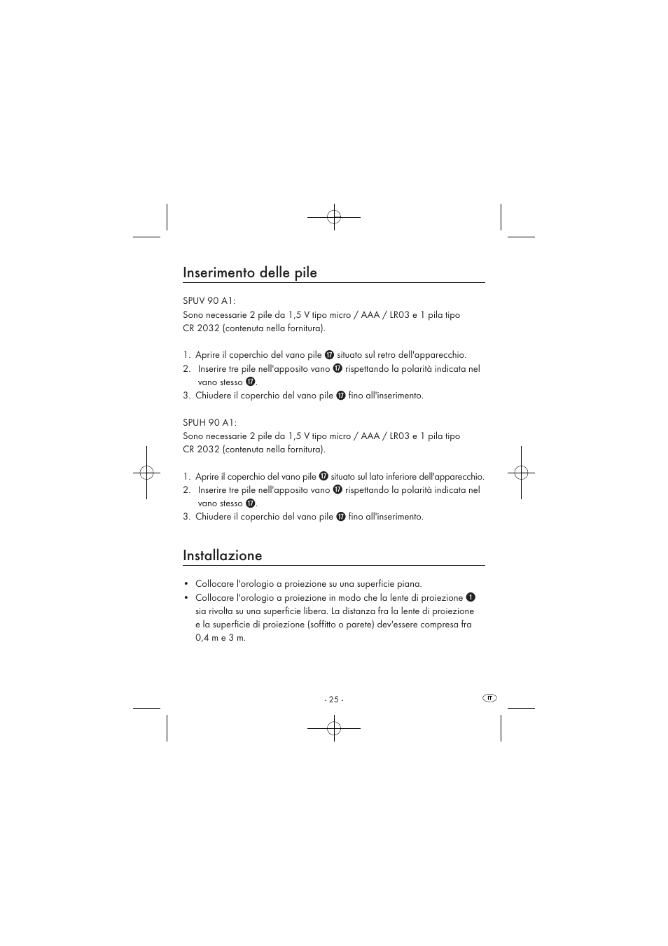 Inserimento delle pile, Installazione | Silvercrest SPUV 90 A1/SPUH 90 A1 User Manual | Page 27 / 82