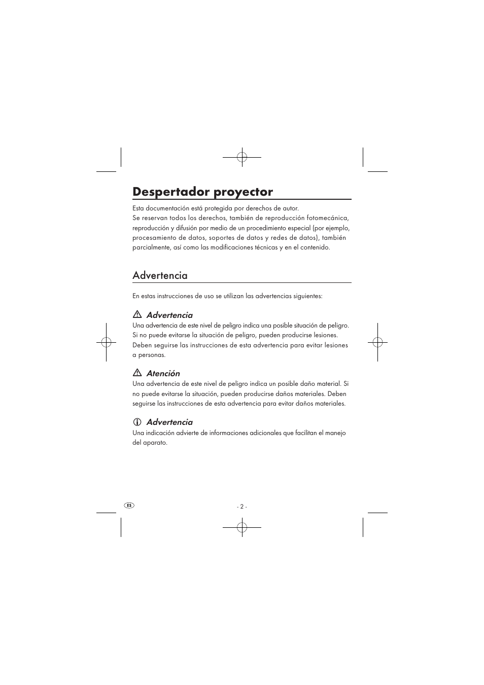 Despertador proyector, Advertencia | Silvercrest SPUV 90 A1/SPUH 90 A1 User Manual | Page 4 / 82