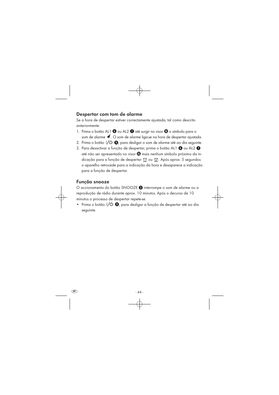 Despertar com tom de alarme, Função snooze | Silvercrest SPUV 90 A1/SPUH 90 A1 User Manual | Page 46 / 82