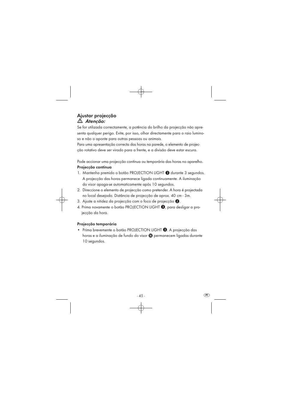 Ajustar projecção, Atenção | Silvercrest SPUV 90 A1/SPUH 90 A1 User Manual | Page 47 / 82
