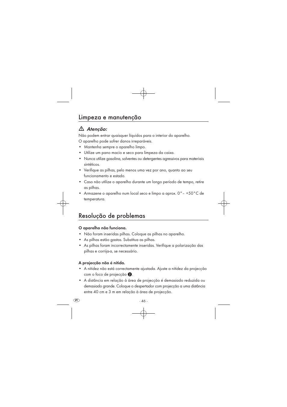 Limpeza e manutenção, Resolução de problemas, Atenção | Silvercrest SPUV 90 A1/SPUH 90 A1 User Manual | Page 48 / 82