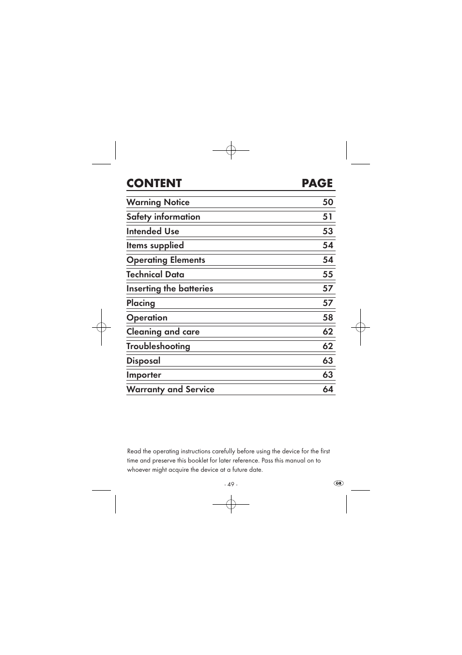 Content page | Silvercrest SPUV 90 A1/SPUH 90 A1 User Manual | Page 51 / 82