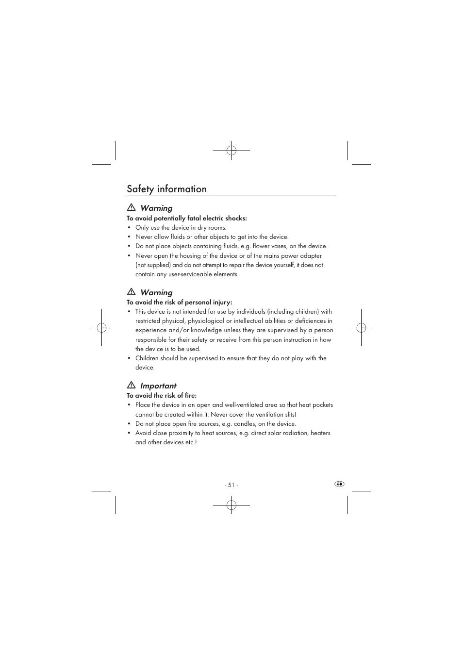 Safety information | Silvercrest SPUV 90 A1/SPUH 90 A1 User Manual | Page 53 / 82