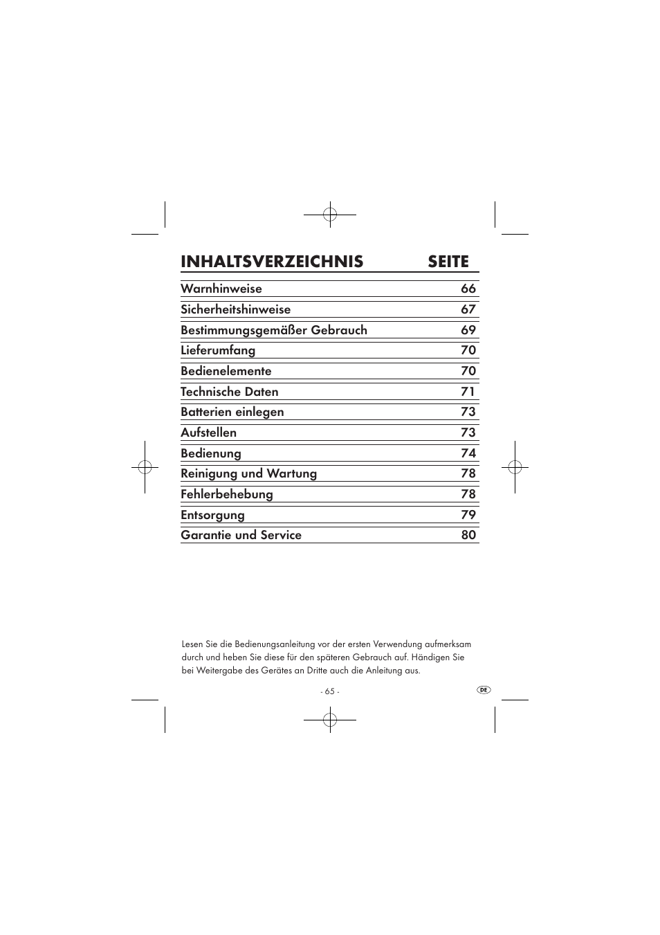 Inhaltsverzeichnis seite | Silvercrest SPUV 90 A1/SPUH 90 A1 User Manual | Page 67 / 82