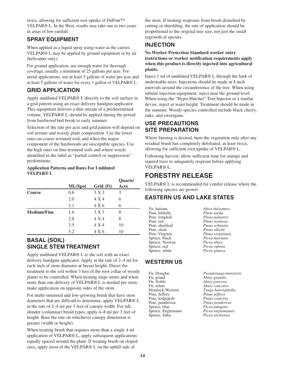 Forestry release | DuPont Authentication Velpar H - 65396 User Manual | Page 16 / 27