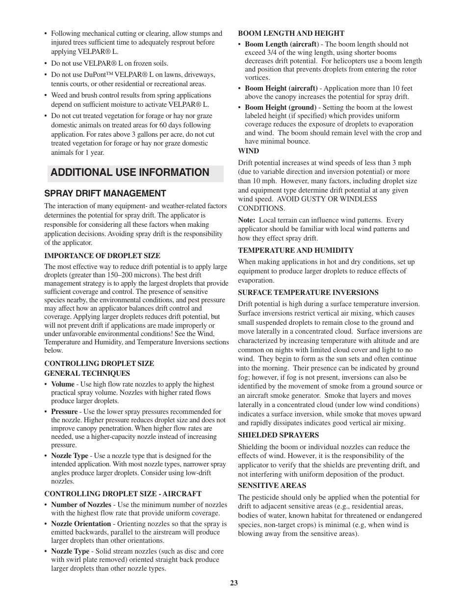 Additional use information | DuPont Authentication Velpar H - 65396 User Manual | Page 25 / 27