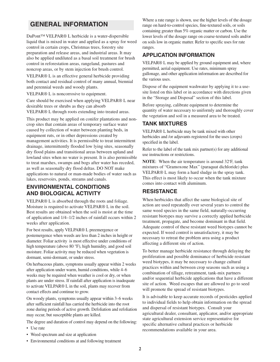 General information | DuPont Authentication Velpar H - 65396 User Manual | Page 4 / 27
