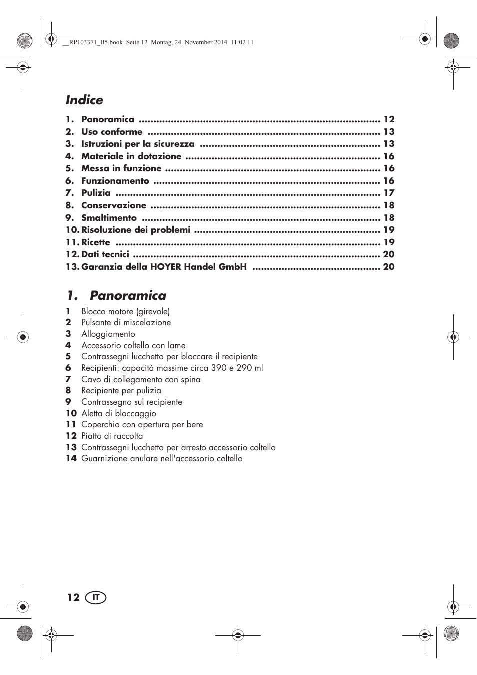 Indice, Panoramica | Silvercrest SSM 175 B2 User Manual | Page 14 / 54