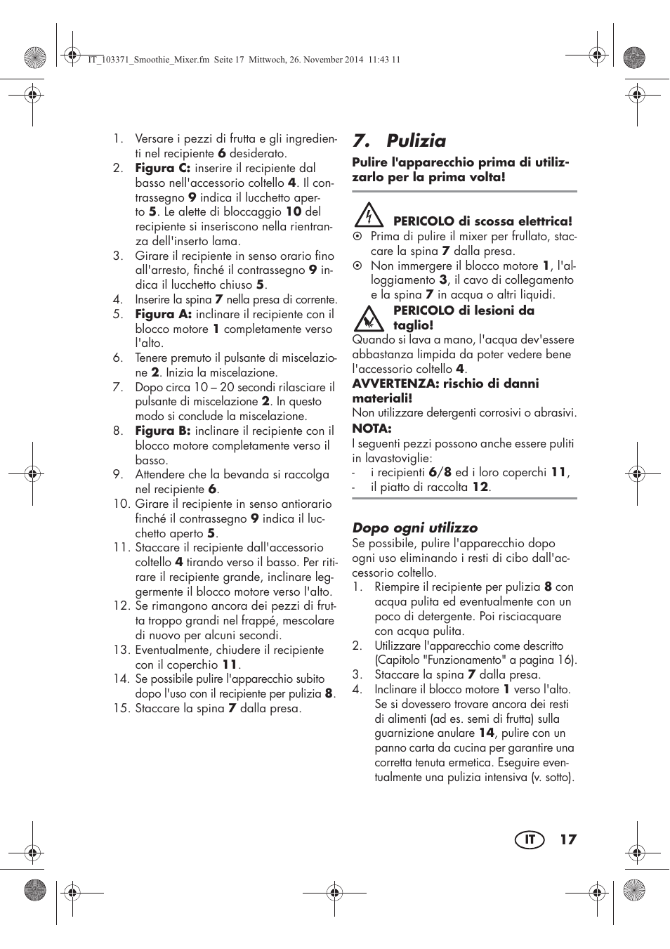 Pulizia | Silvercrest SSM 175 B2 User Manual | Page 19 / 54