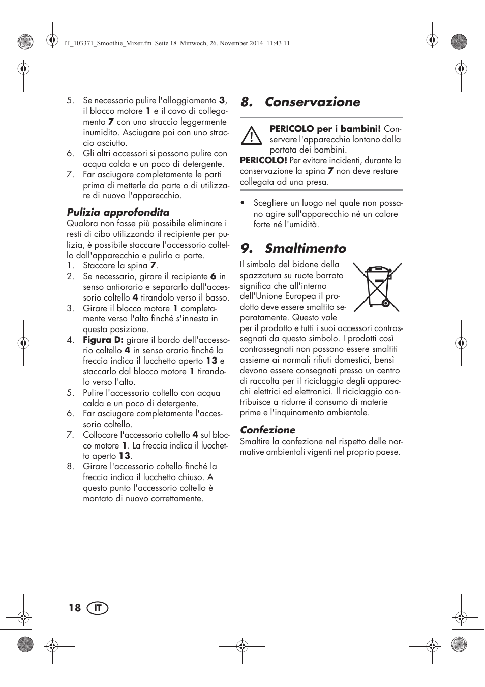 Conservazione, Smaltimento | Silvercrest SSM 175 B2 User Manual | Page 20 / 54