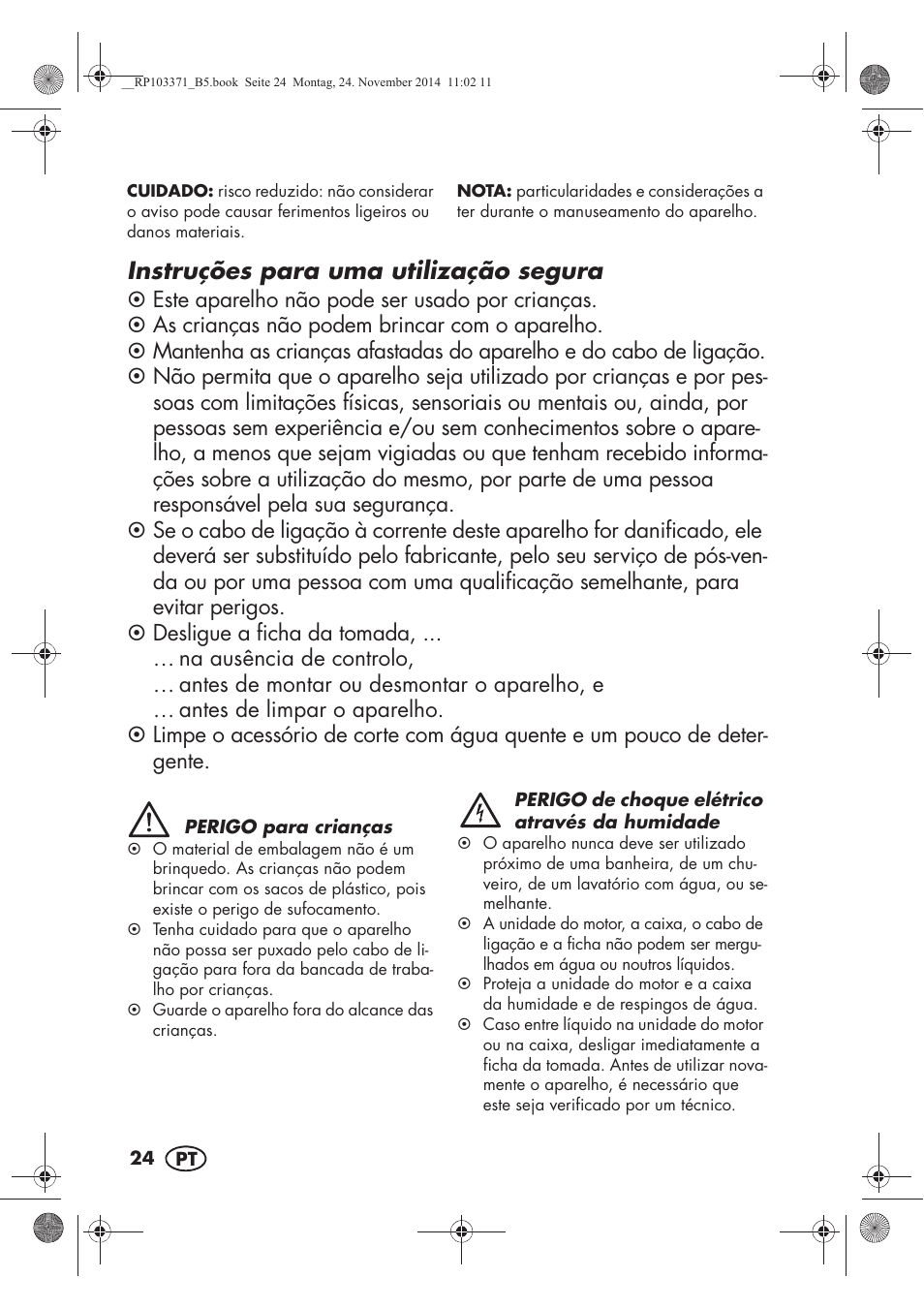 Instruções para uma utilização segura | Silvercrest SSM 175 B2 User Manual | Page 26 / 54