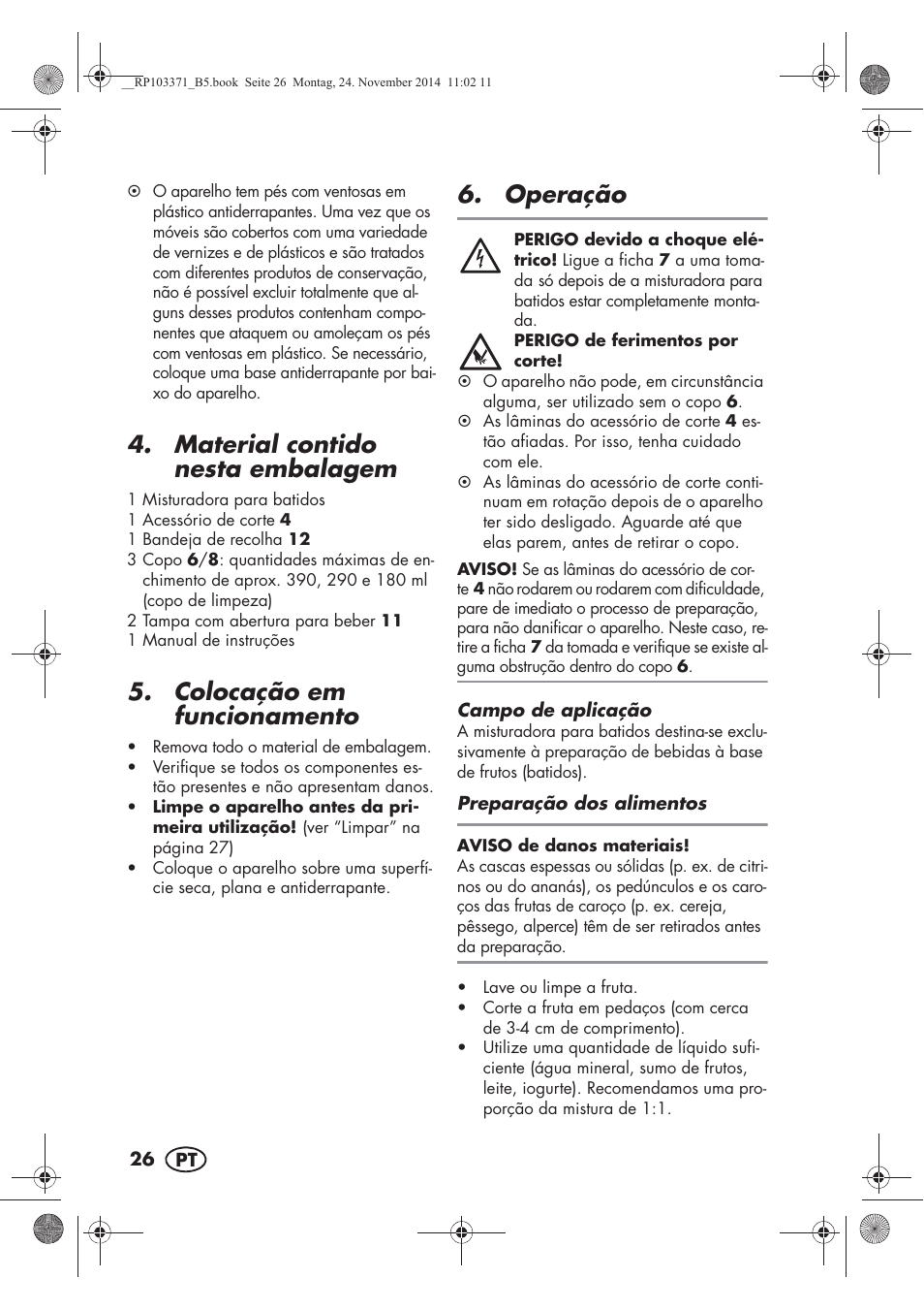 Material contido nesta embalagem, Colocação em funcionamento, Operação | Silvercrest SSM 175 B2 User Manual | Page 28 / 54