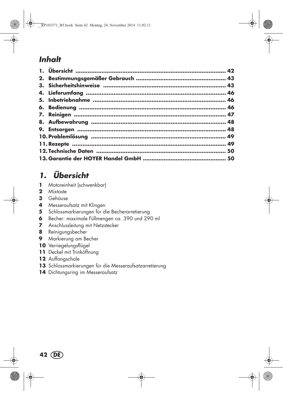 Inhalt, Übersicht | Silvercrest SSM 175 B2 User Manual | Page 44 / 54