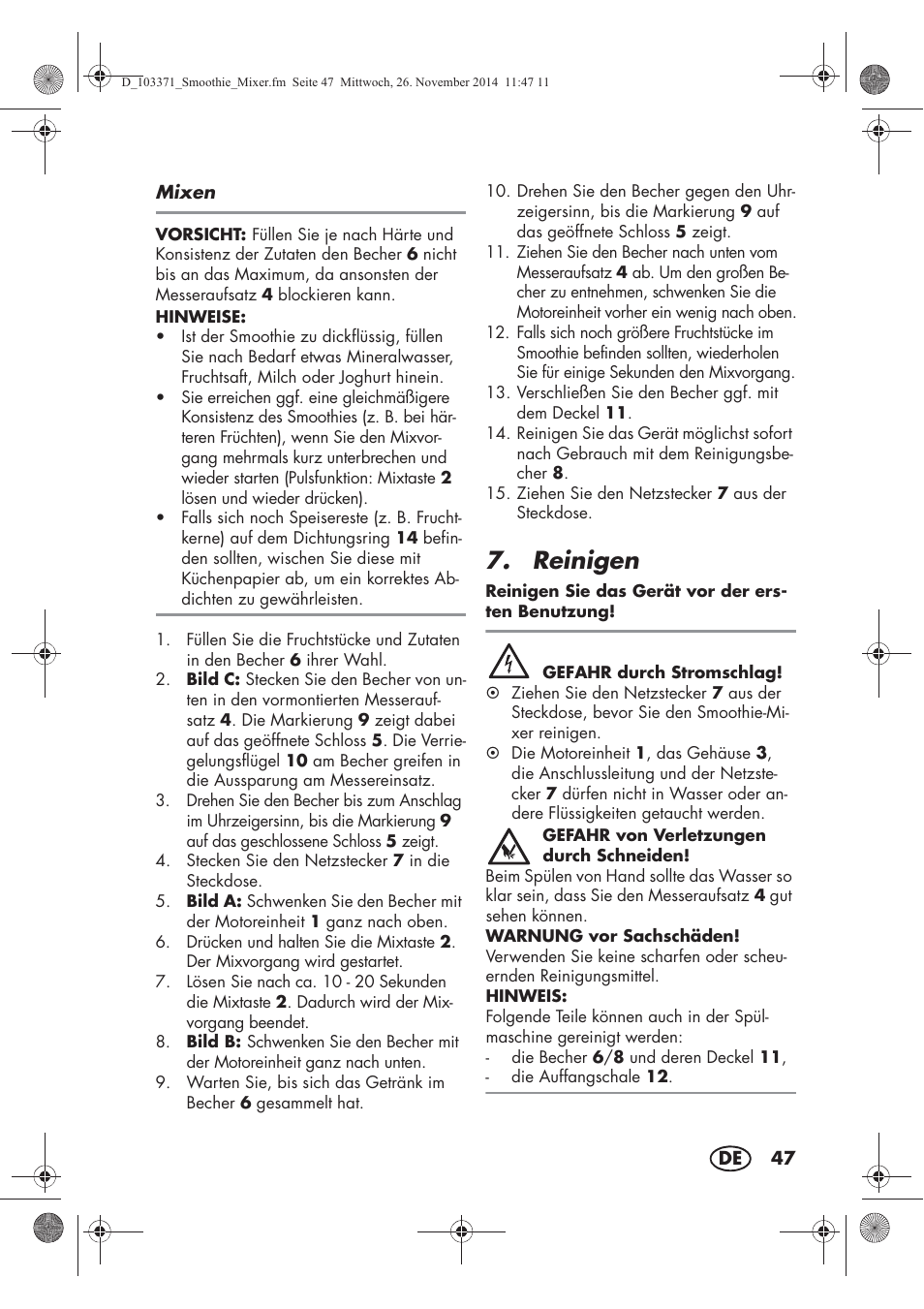 Reinigen | Silvercrest SSM 175 B2 User Manual | Page 49 / 54