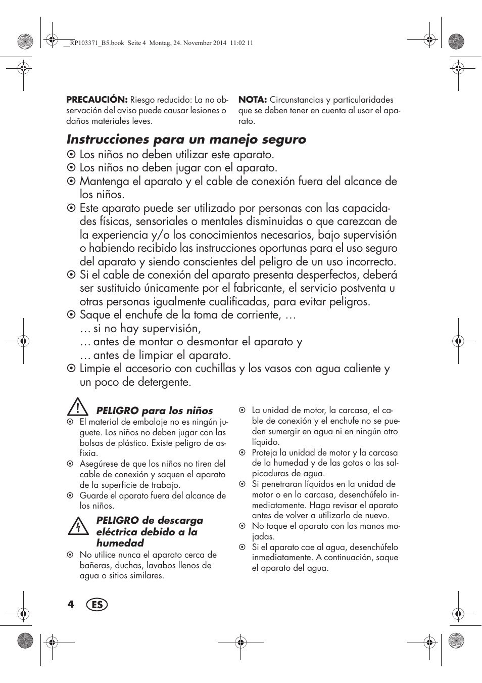 Instrucciones para un manejo seguro | Silvercrest SSM 175 B2 User Manual | Page 6 / 54