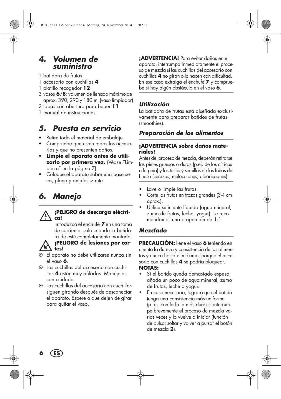 Volumen de suministro, Puesta en servicio, Manejo | Silvercrest SSM 175 B2 User Manual | Page 8 / 54