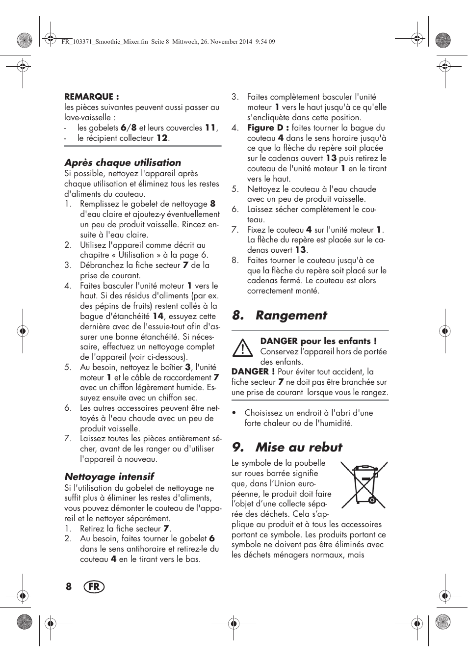 Rangement, Mise au rebut | Silvercrest SSM 175 B2 User Manual | Page 10 / 46