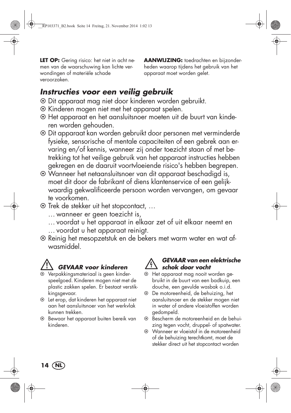 Instructies voor een veilig gebruik | Silvercrest SSM 175 B2 User Manual | Page 16 / 46