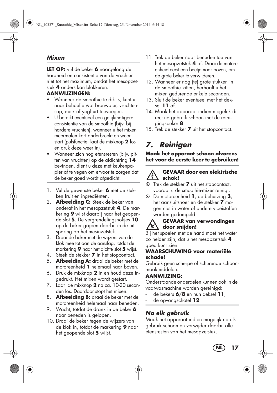 Reinigen | Silvercrest SSM 175 B2 User Manual | Page 19 / 46