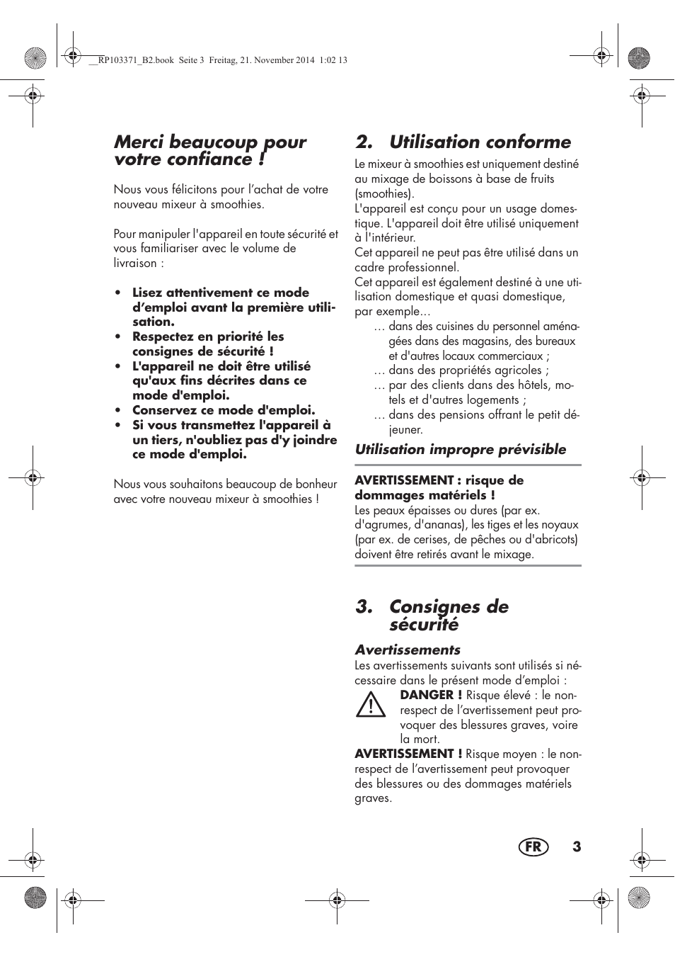 Merci beaucoup pour votre confiance, Utilisation conforme, Consignes de sécurité | Silvercrest SSM 175 B2 User Manual | Page 5 / 46
