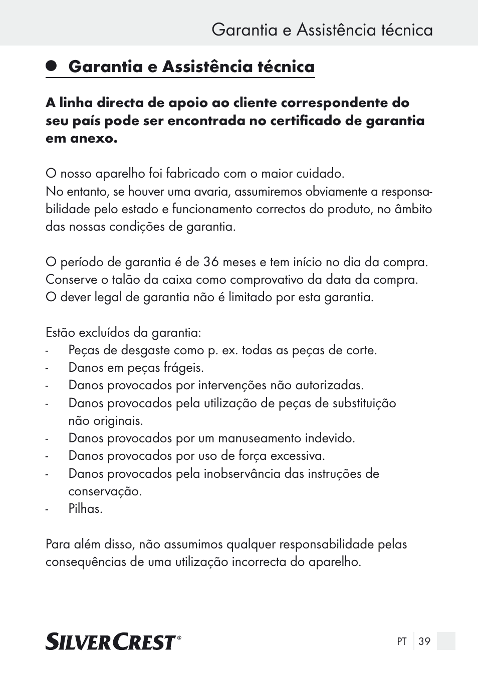 Garantia e assistência técnica | Silvercrest Nose & Ear Hair Trimmer User Manual | Page 39 / 65