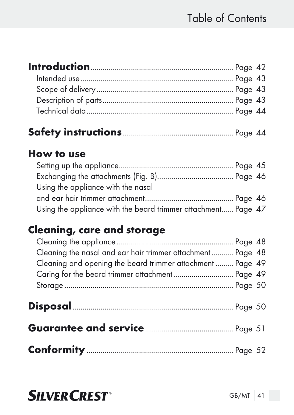 Silvercrest Nose & Ear Hair Trimmer User Manual | Page 41 / 65