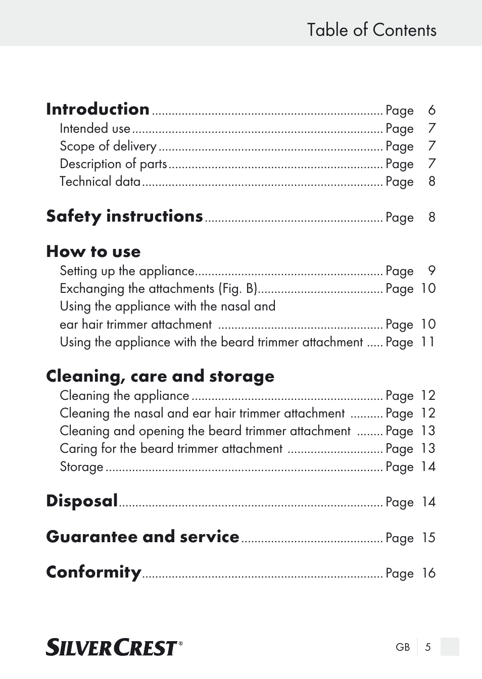 Silvercrest Nose & Ear Hair Trimmer User Manual | Page 5 / 89