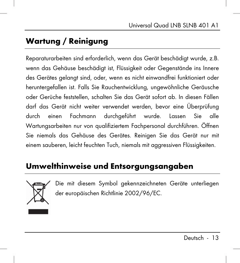 Wartung / reinigung, Umwelthinweise und entsorgungsangaben | Silvercrest SLNB 401 A1 User Manual | Page 15 / 68