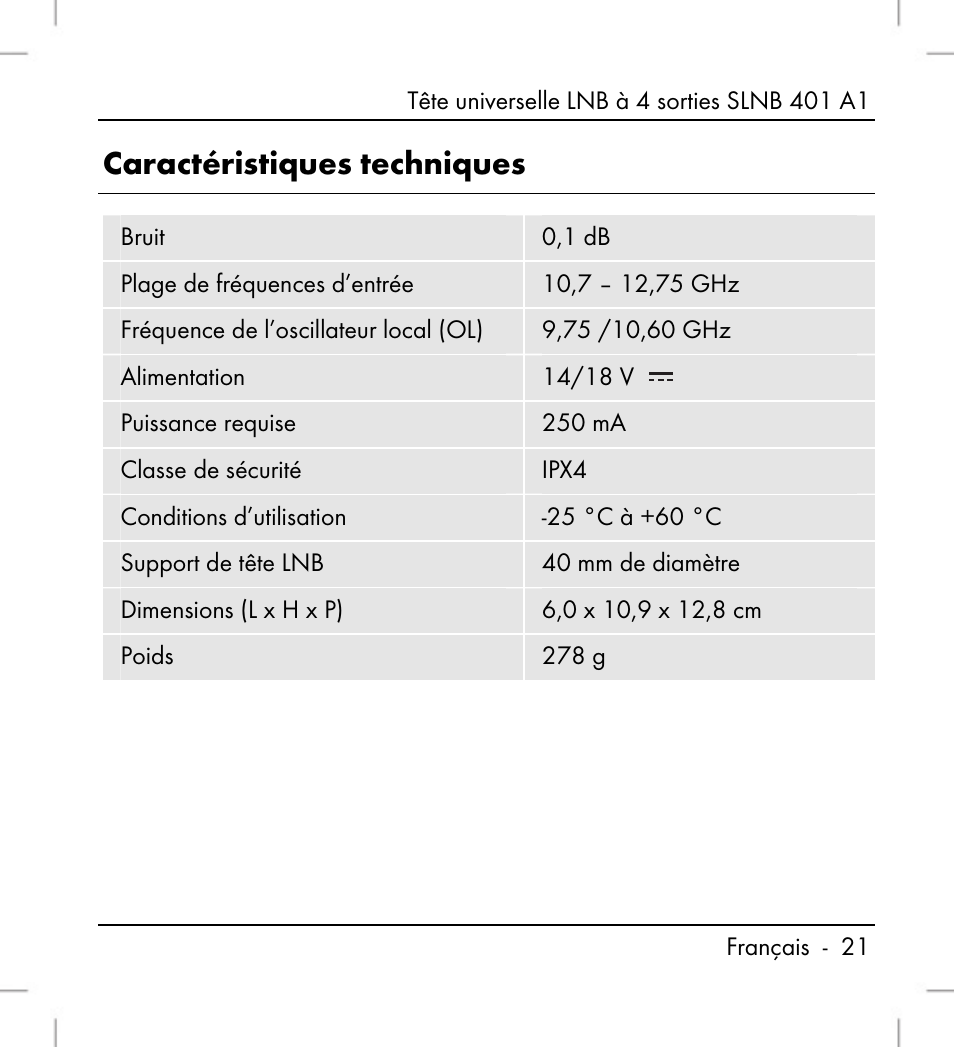 Caractéristiques techniques | Silvercrest SLNB 401 A1 User Manual | Page 23 / 68