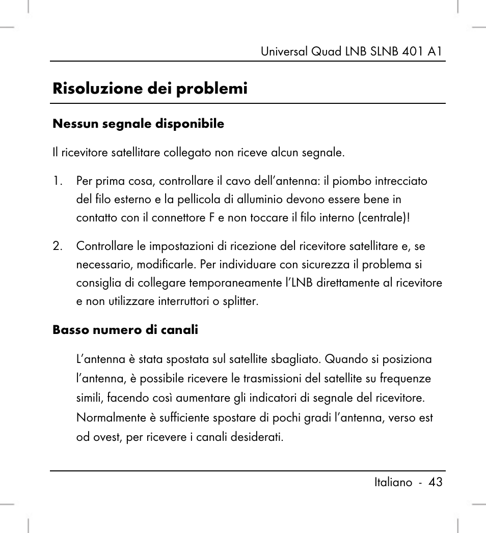 Risoluzione dei problemi | Silvercrest SLNB 401 A1 User Manual | Page 45 / 68