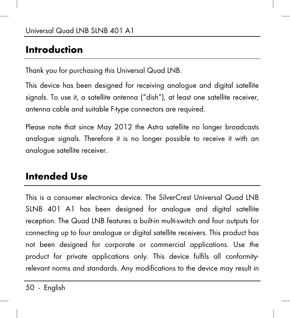 Introduction, Intended use | Silvercrest SLNB 401 A1 User Manual | Page 52 / 68