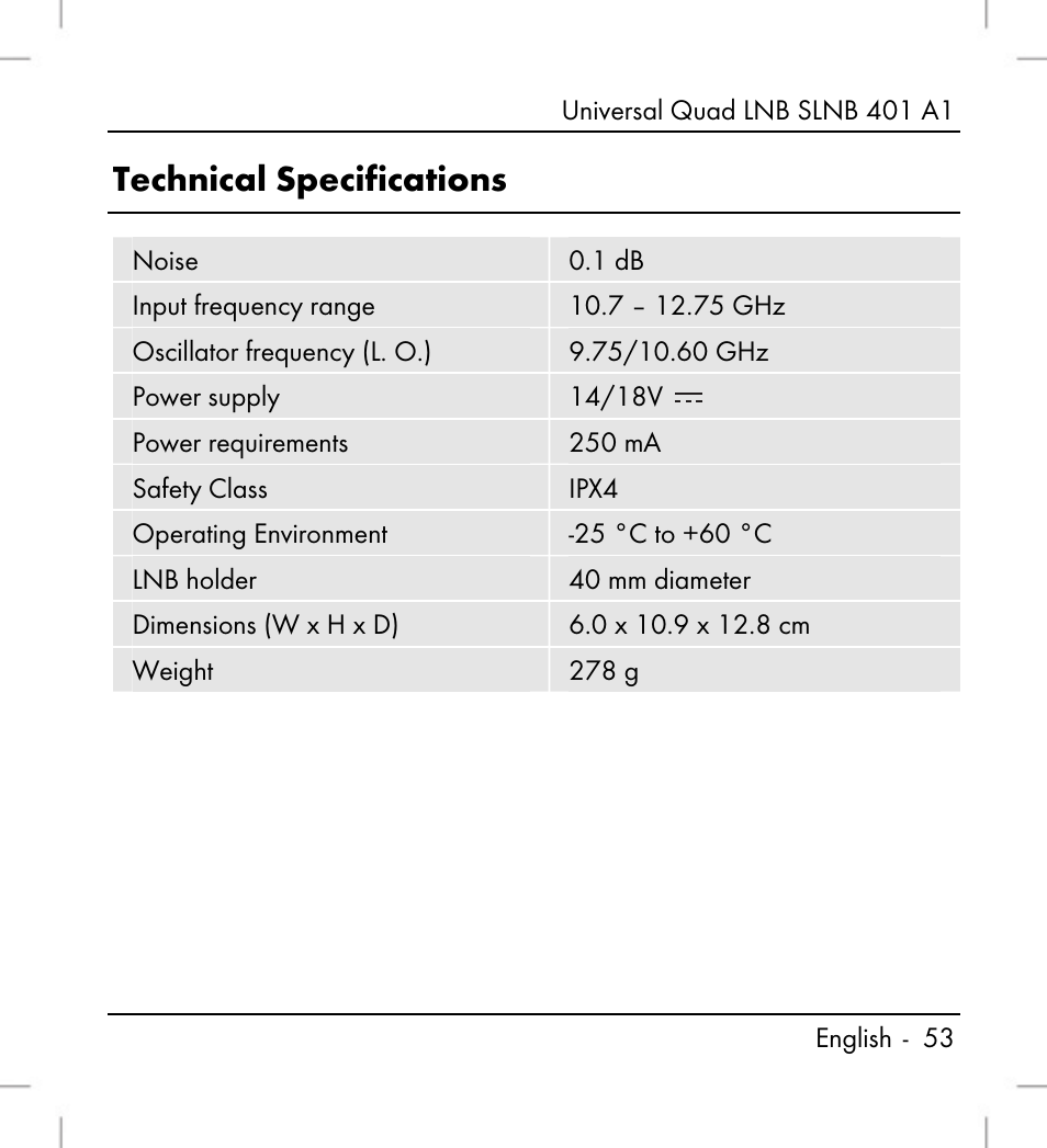 Technical specifications | Silvercrest SLNB 401 A1 User Manual | Page 55 / 68